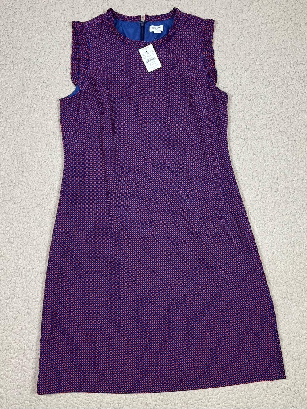 J. Crew Printed Ruffleneck Geometric Print Dress